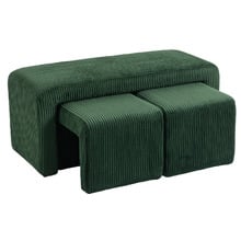 3 Piece Opher Corduroy Ottoman Bench & Footstool Set
